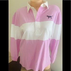 VS  PINK Small Purple White Long Sleeve Shirt S
